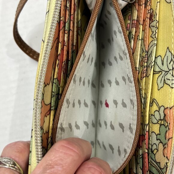 Crossbody Wallet  Crossbody Floral Retro Blossom Coated‎ Clutch Yellow Orange - Picture 9 of 10